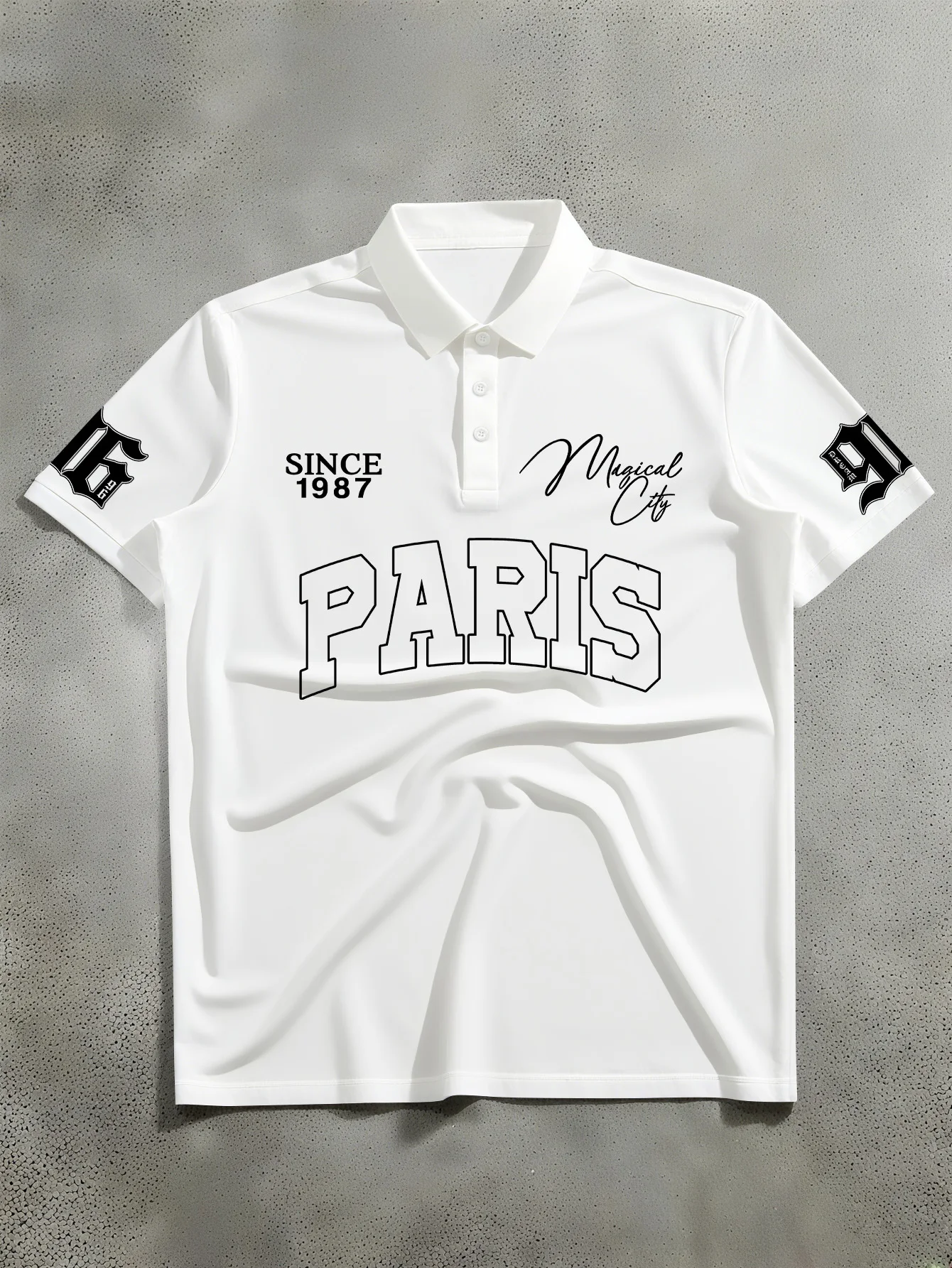 New unisex short sleeved polo shirt with American street style polo casual style, bold font fused with city print polo