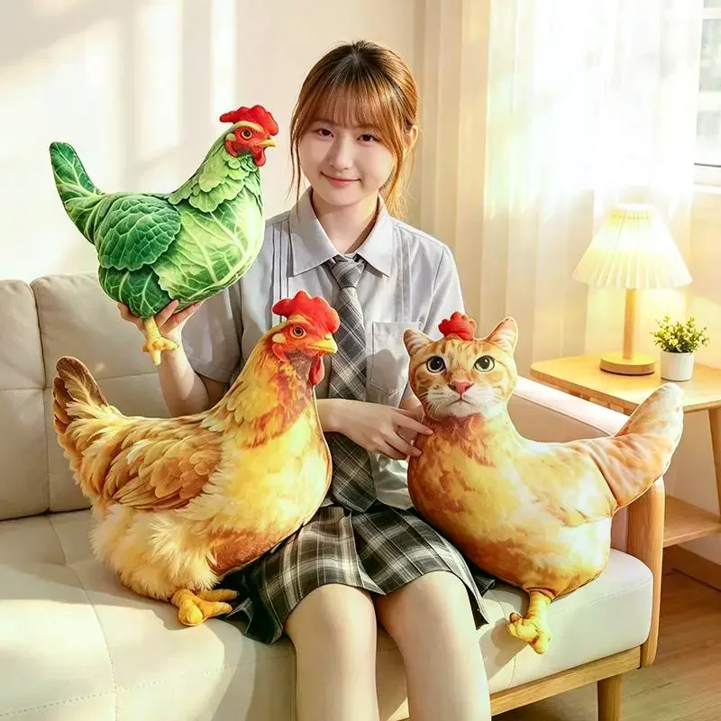 Creative Chicken Cat Cabbage Plush Pillow Soft Fabric For Home Decor Kids Birthday Gift Funny