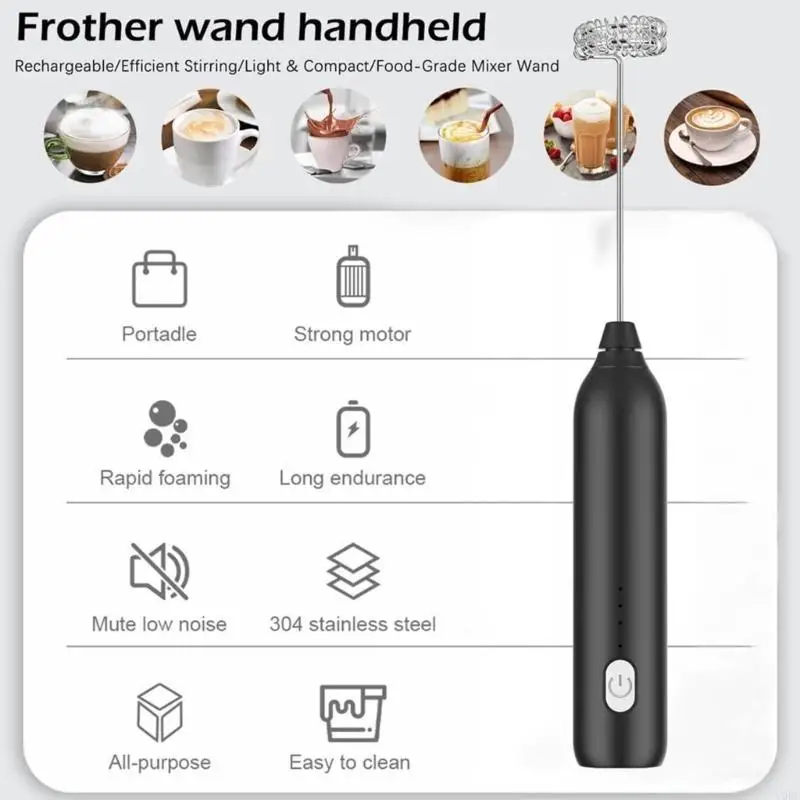 Oplaadbare melkopschuimer Handheld elektrische schuimmaker Waterdichte gardedrank