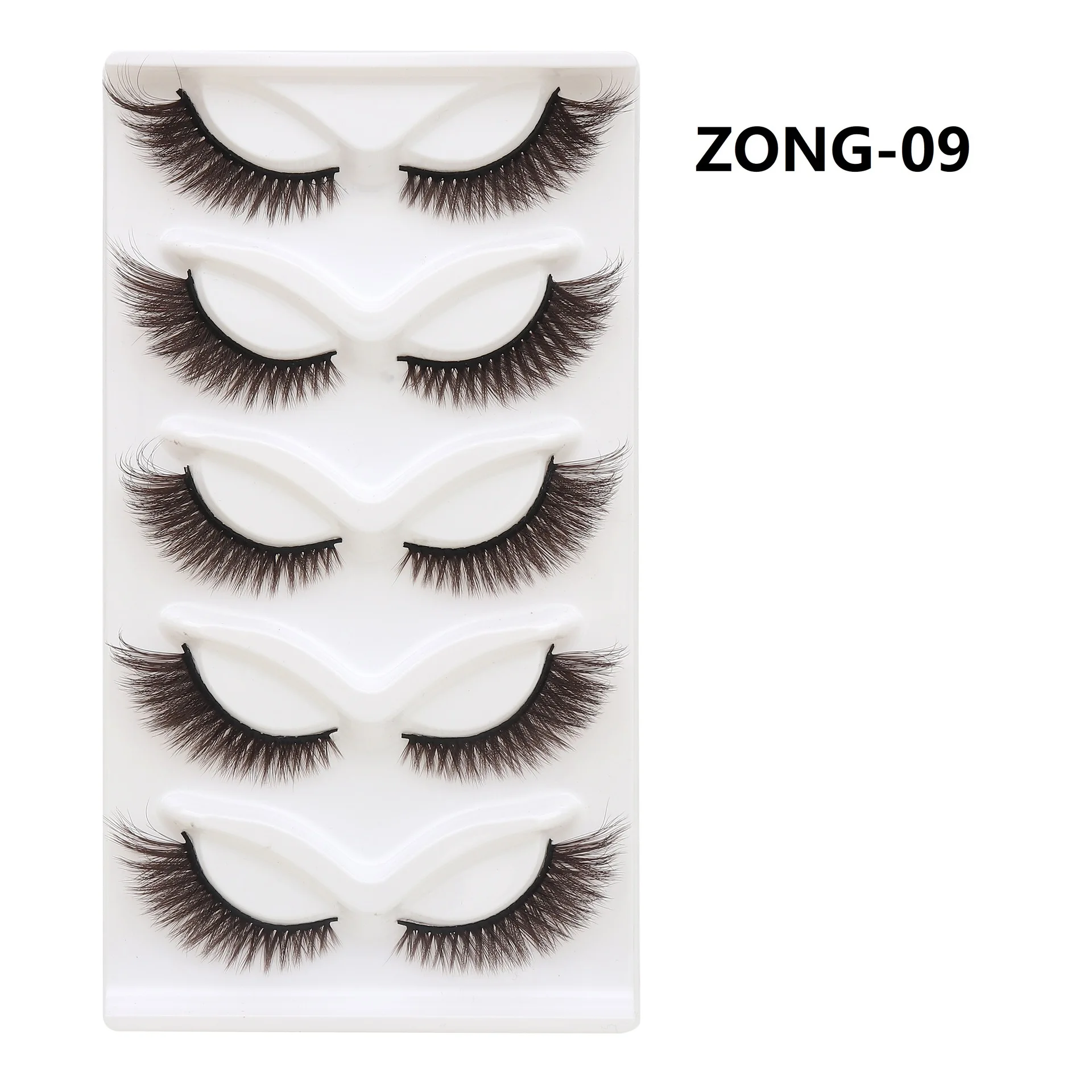 New 5 Pairs Black Tea Brown Fox Eye 3D False Eyelashes Natural Wispy Voluminous Fluffy Reusable Cosplay Color Lashes Makeup