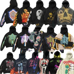 Halloween Skeleton Gothic Cardigan Hoodies Men and Women Zipper Long Sleeve Hooded Sweatshirt Loose Lazy Style Harajuku Jacket