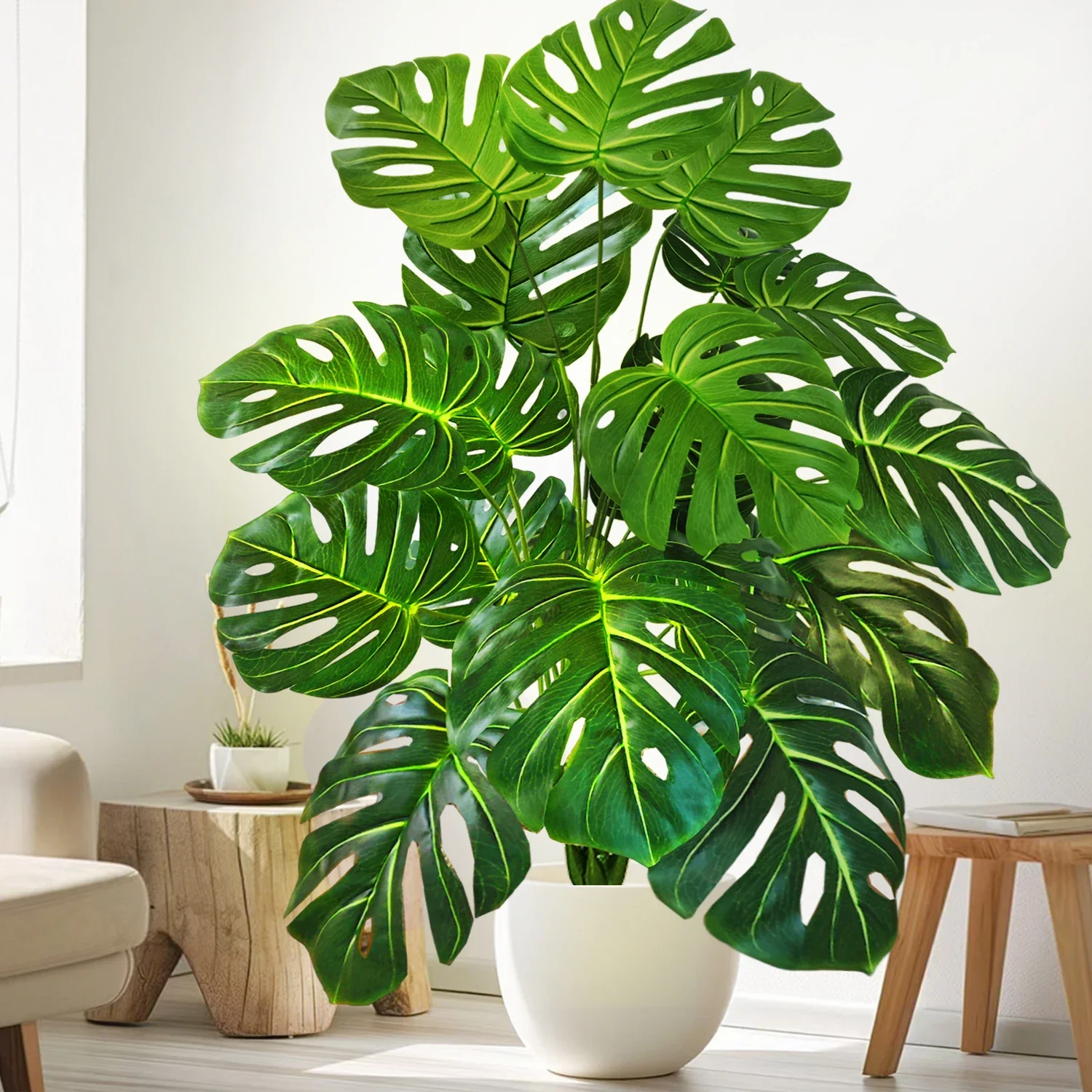 Hochwertige 76/86CM Künstliche Monstera-Pflanze, Falsche Palme, Plastik-Schildkrötenblatt, Grüne Pflanze für Heim, Garten, Zimmer und Bürodekoration – Detail 8