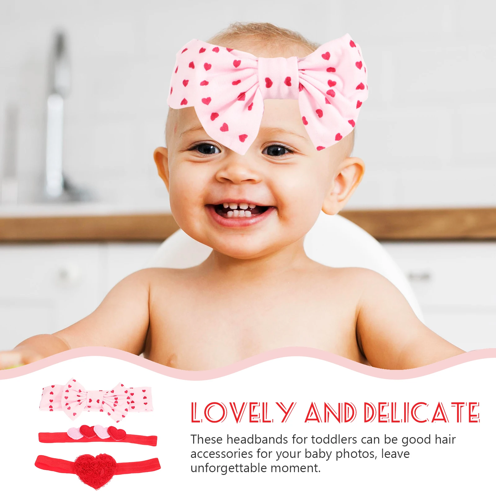 

3pcs Cute Baby Headbands Newborn Toddler Hair Bands For Girls Festival Party Accessories Comfortable Fabric Infant Hair