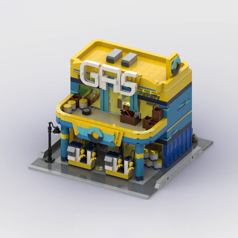 

1614pcs MOC Gas Station Modular Streetscape Model Building Blocks Christmas Gift Architecture Toys Creative Idea Education Brick