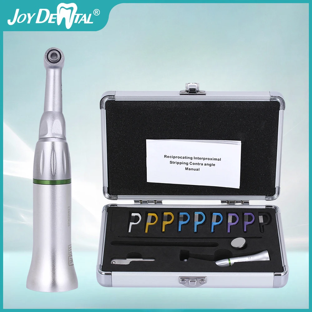 Dental Low Speed Handpiece Kit 4:1 Reduction Contra Angle Reciprocating Interproximal Glazing Set with 9 Strips Dentistry