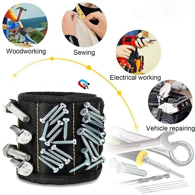 Imagem -05 - Ferramenta Magnética Multifuncional Wristband Correia Magnética Strong Nail Suction Wrist Bolsa Nail Wristband