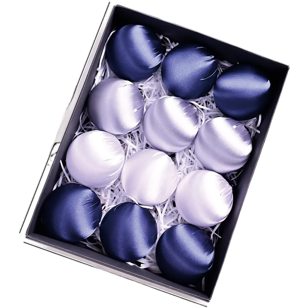 

Glossy Velvet Christmas Ornaments 12pcs Set with 3 15 Inch Diameter Balls for Seasonal Tree and Home Decoration