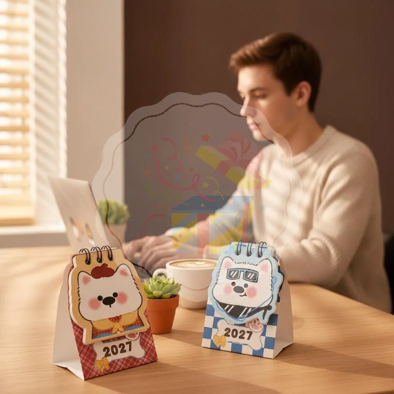 2027 Mini Desk Calendar Lightweight Portable Daily Memo Planner Thick Paper Desktop Decor for Small Desk Space