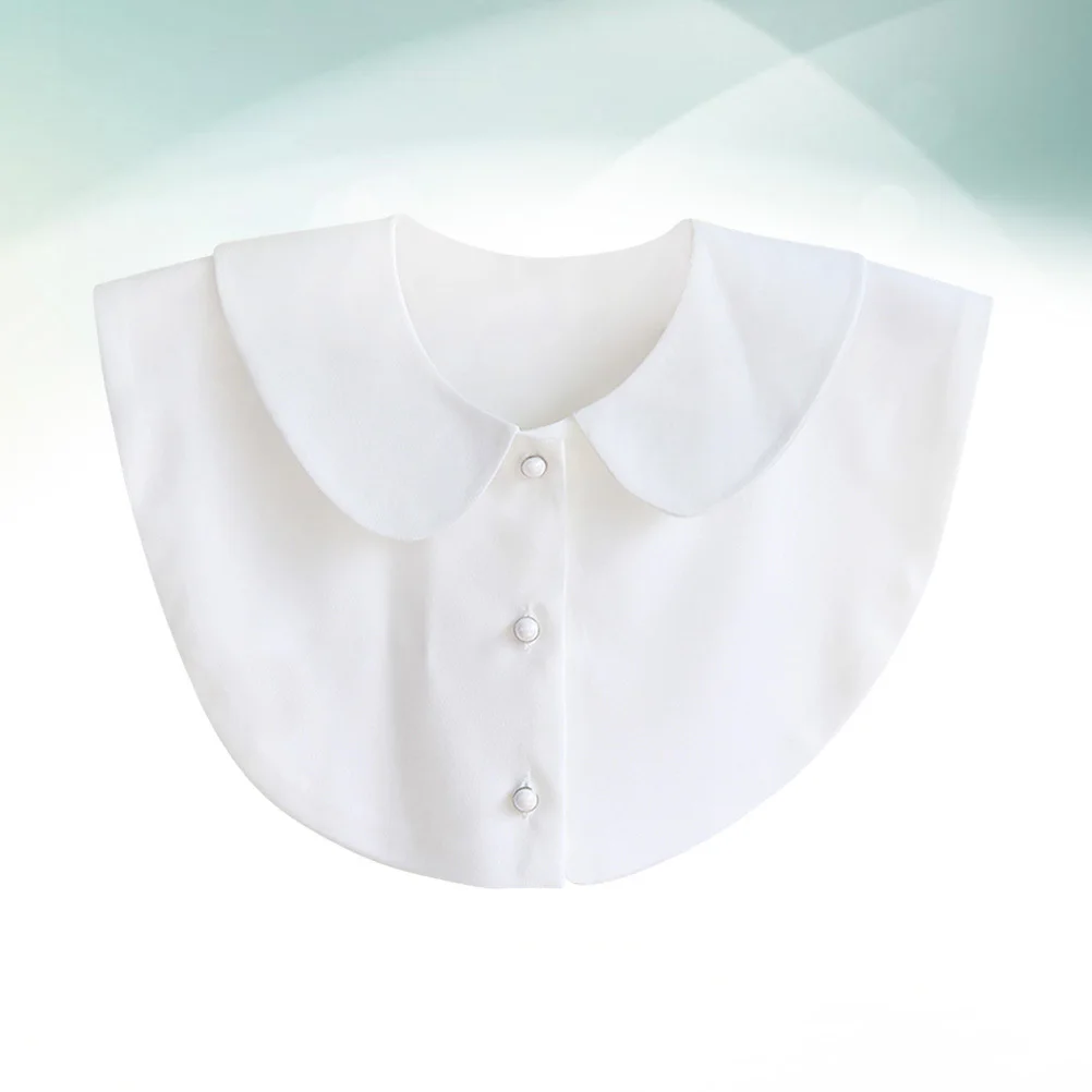بلوزة نصف قميص بيضاء للنساء والفتيات ذات ياقة مزيفة قابلة للفصل، سهلة المطابقة لأي ملابس مريحة بدون ياقة #6
