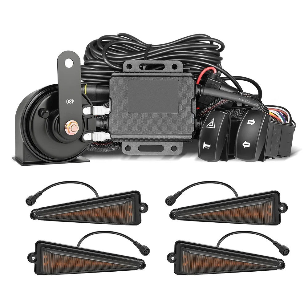 

Atv Turn Signal Light Kit Yellow LED Lights Utv Turn Signal Kit with Horn for UTV Parts & Accessories