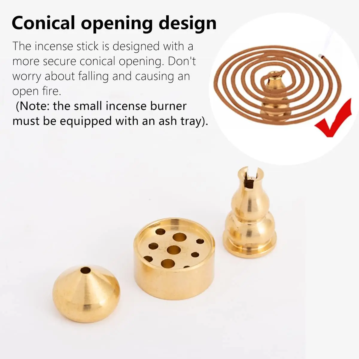 3 in 1 Brass Incense Holder 3 Styles Incense Cone Incense Sticks Coil Incense Holder Incense Burner for Yoga Home Decoration