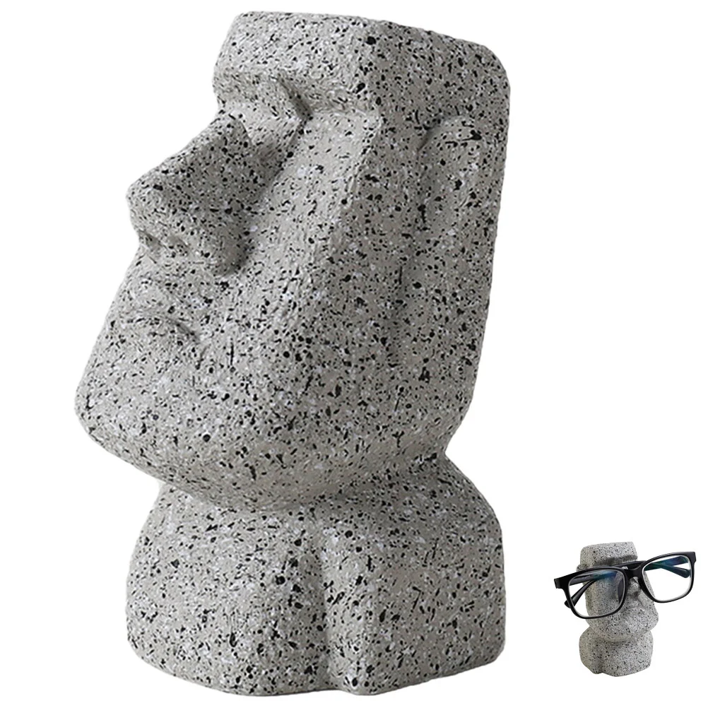 

Eyeglass Holder Decoration Moai Statue Gothic Skull Glasses Desk Figure Grey Gift