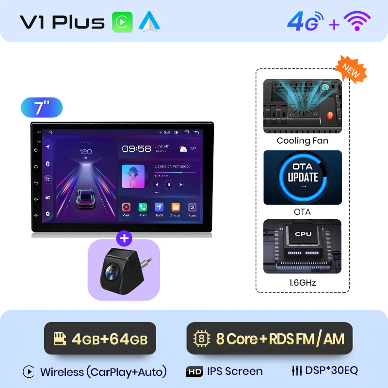 Junsun 7 9 10 "Android 2 Din Universele Autoradio Radio Multimedia Speler CarPlay Auto Intelligente Systemen GPS navigatie BT DSP
