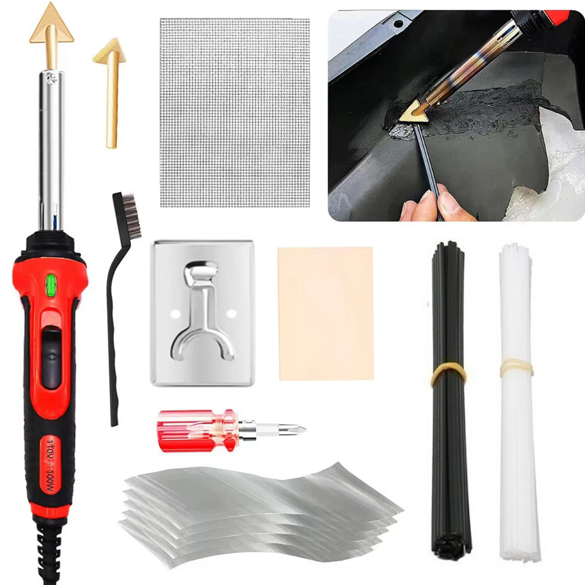 Plastic Welder With Soldering Smoother Iron Kit 50W Fast Heating Plastic Welding Machine Repair Tool Car Crack Repair