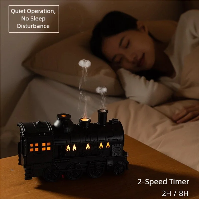 TINSOL Small Train Aroma Humidifier with Dual-Nozzle Spray and Remote Control, Essential Oil Diffuser for Bedroom - view 3