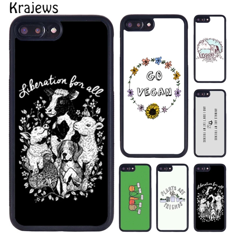 Krajews Go Vegan Vegetarians Rubber Phone Case For iPhone 15 16 14 XR XS 11 12 mini 13 Pro MAX Plus cover coque