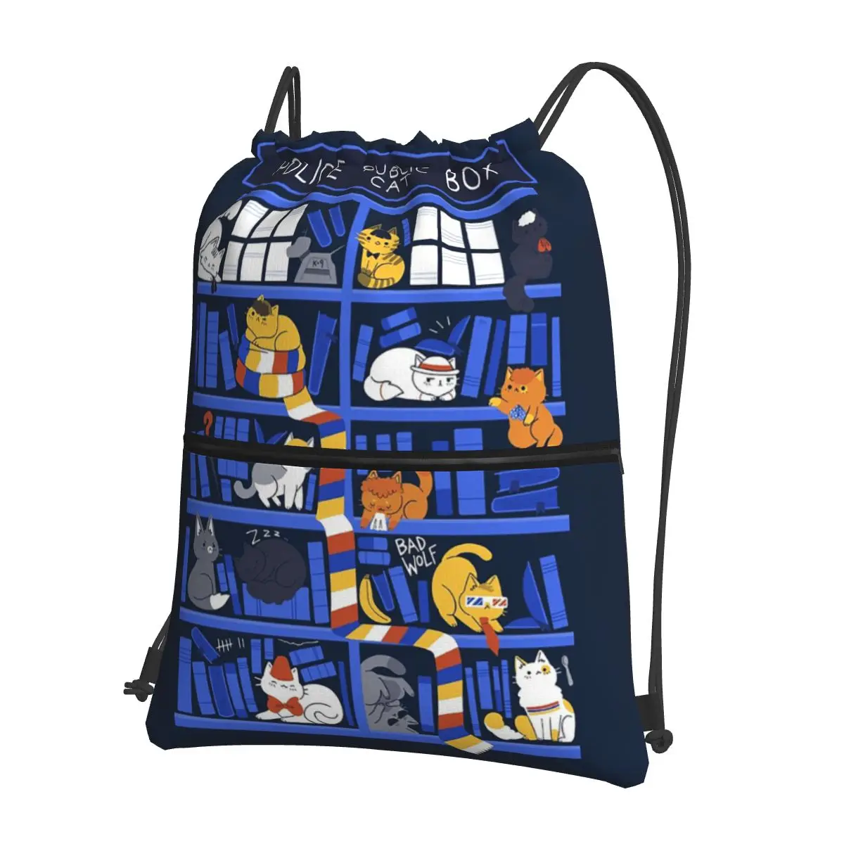 

Library Box Who Backpacks Portable Drawstring Bags Shoes Bag Book Bags for Man Woman Students