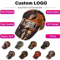 SLECKTON Custom Hats Leaf Camouflage Baseball Cap for Women and Men Picture DIY Print Embroidery Outdoors Hip Hop Fishing Hat