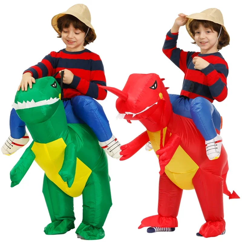 RT01 Kids Child Dinosaur Inflatable Costume Anime Mascot Dress Suit Halloween Purim Christmas Party Cosplay Costumes for Boy&Gf1