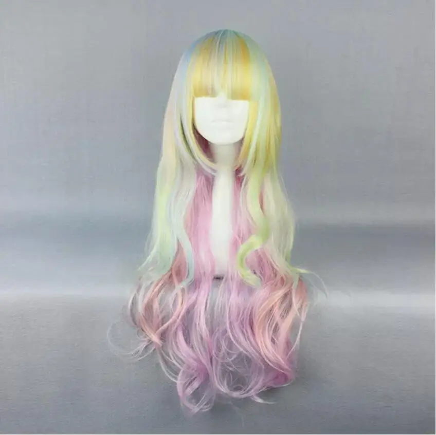 Long Cosplay Wig Party Wigs Full Synthetic Hair 70cm/27.5" Resistant Gold Pink