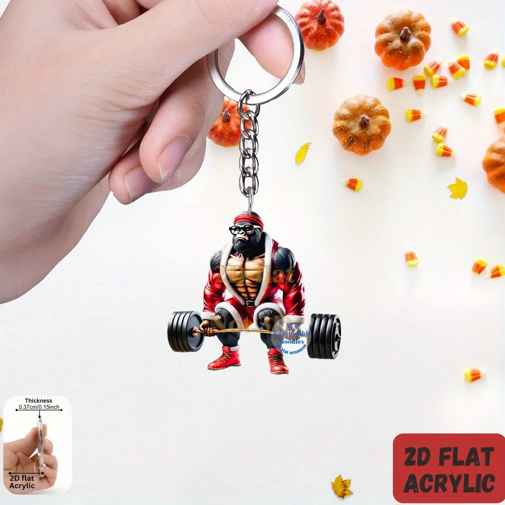 Gorilla Weightlifting Keychain 3/6pcs 2D Acrylic Sporty Pendants Suitable for Decorating Backpacks Party Gatherings Holiday Home