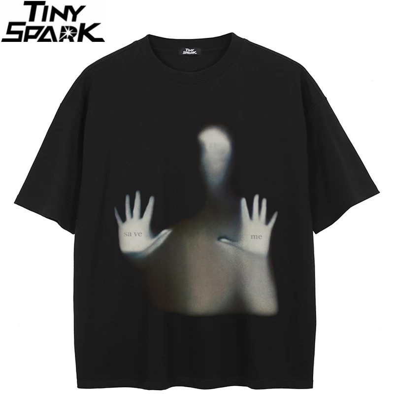 T-Shirt Streetwear Freak Shadow Grafik T Shirt Baumwolle Hipster Männer T-shirt Unisex Tops Tees Schwarz Hip Hop