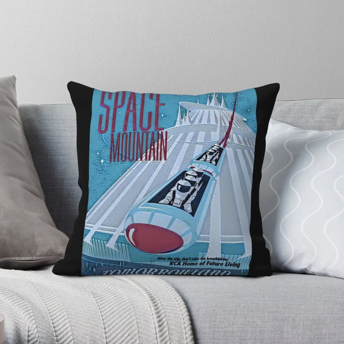 

Vintage Space Mountain Square Pillowcase Polyester Linen Velvet Creative Zip Decor Pillow Case Sofa Seater Cushion Case