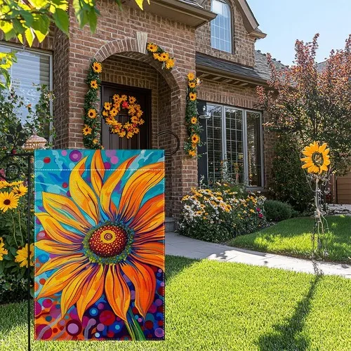 Spring Summer Sunflower Floral Garden Flag 12x18 Inch Double Sided, Colorful ... YYZ