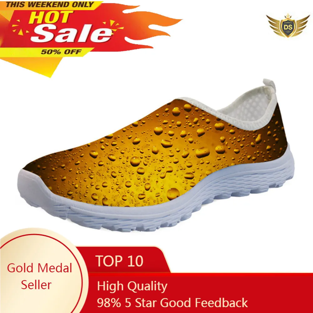 

Spring Summer Funny Flats Women Shoes Unisex 3D Print Beer Shoes Casual Mesh Light Sneakers Breath Zapatos De Mujer