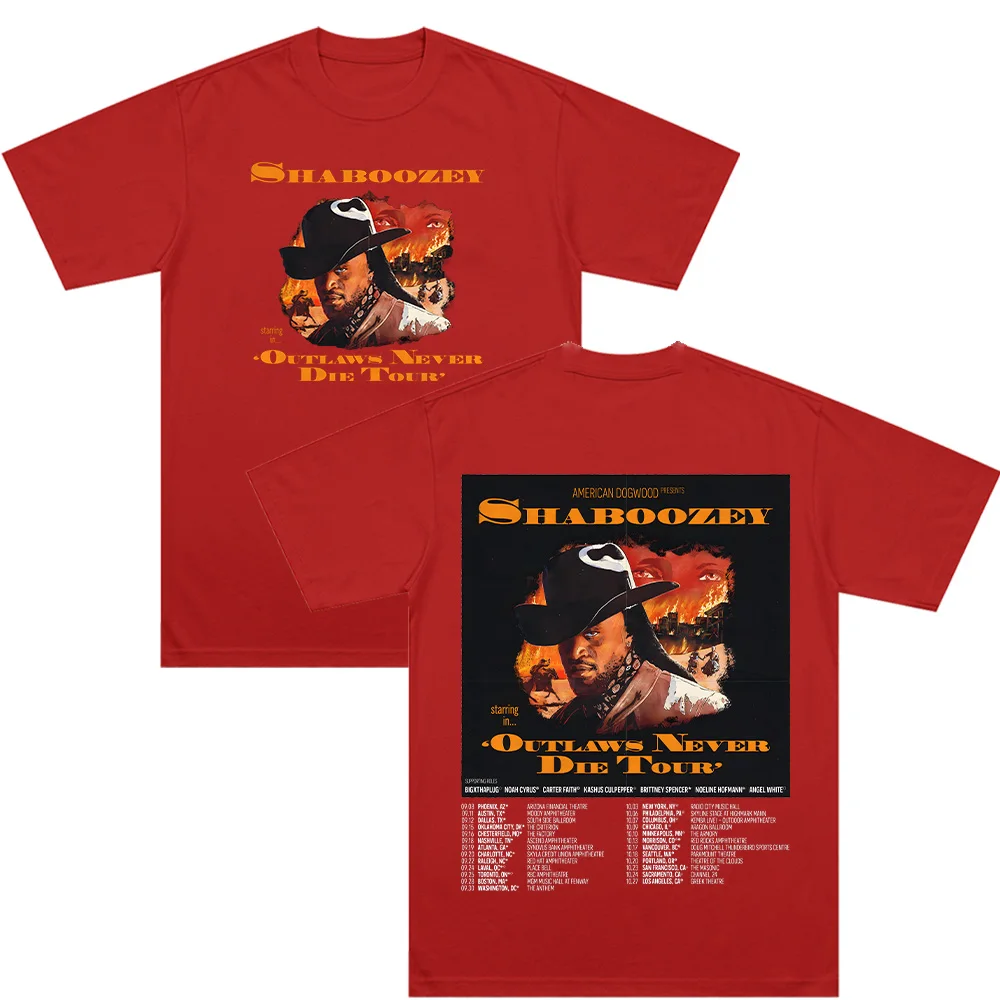 Shaboozey Outlaws Never Die Tour T-shirts O-neck Short Sleeve Casual Tops Cotton Tee Shirt Fashion Unisex Streetwear Casual Tops