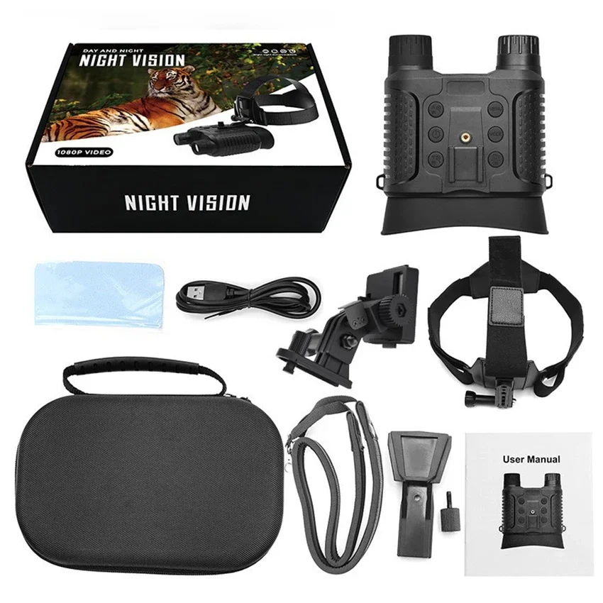 

For Outdoor Hunting NV8160 Night Vision Binoculars for Adults, Head Mounted Tactical Helmet Night Vision Goggles 8X Digital Zoom