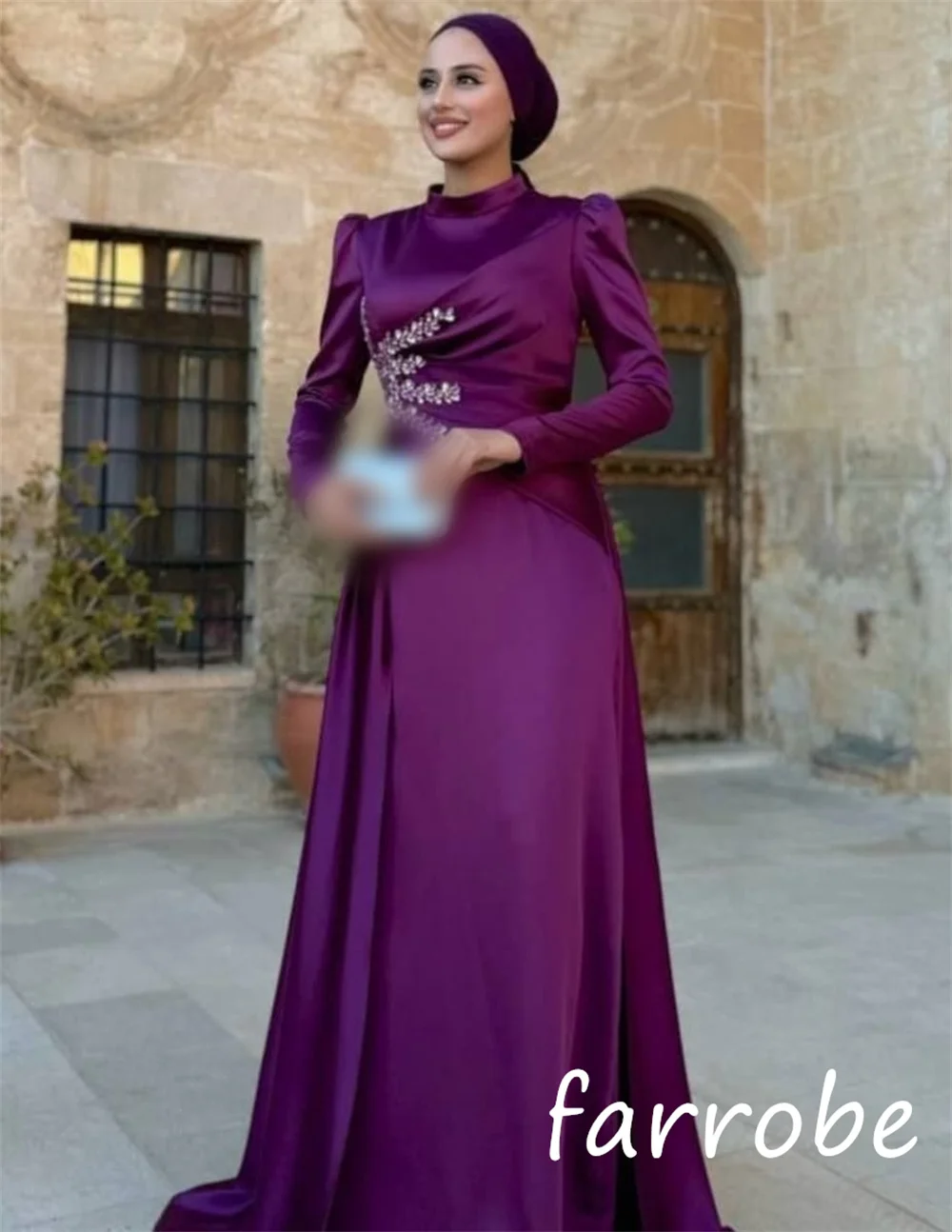 Customized High Quality Charmeuse Sequined Pleat A-line  Collar Long Dresses Bespoke Occasion Casual