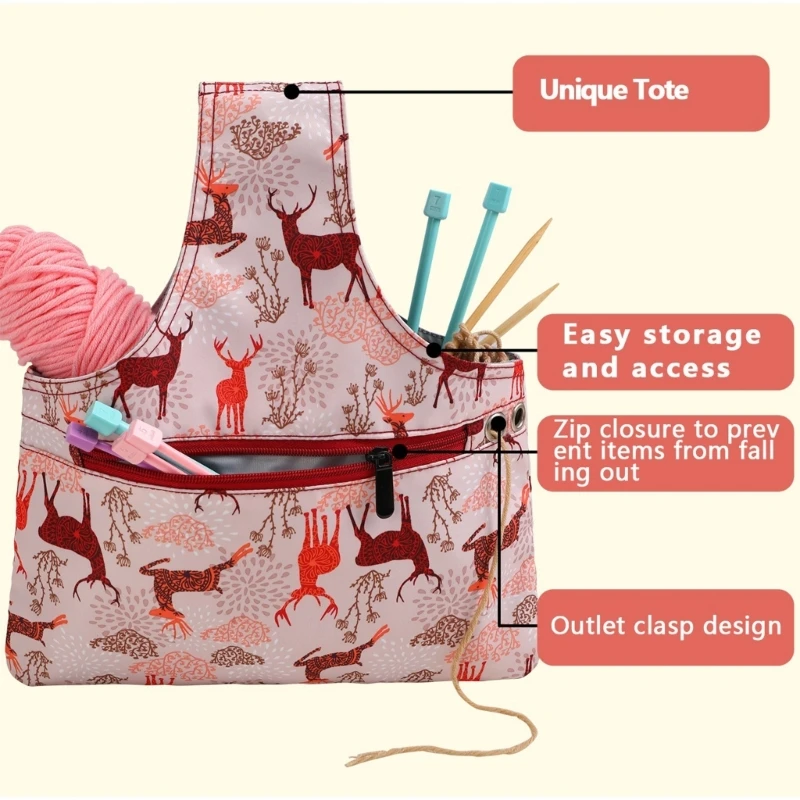 Borsa all'uncinetto Borsa per ricamo Borsa per cucito Borsa per maglieria Borsa da polso da Borsa per filati