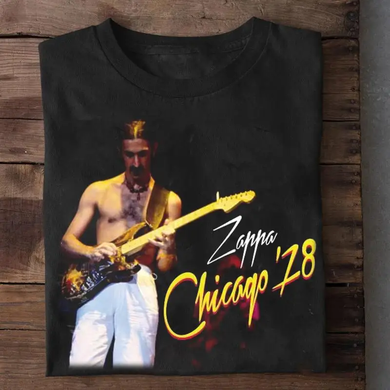 تي شيرت شيكاغو '78 فرانك زابا للمروحة باللون الأسود بجميع المقاسات #1