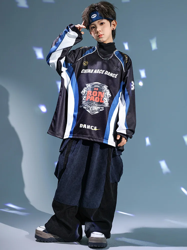 

Boys Hip Hop Sets Girls T-shirt Wide Leg Cargo Pants for Kids Streetwear Children Tracksuits