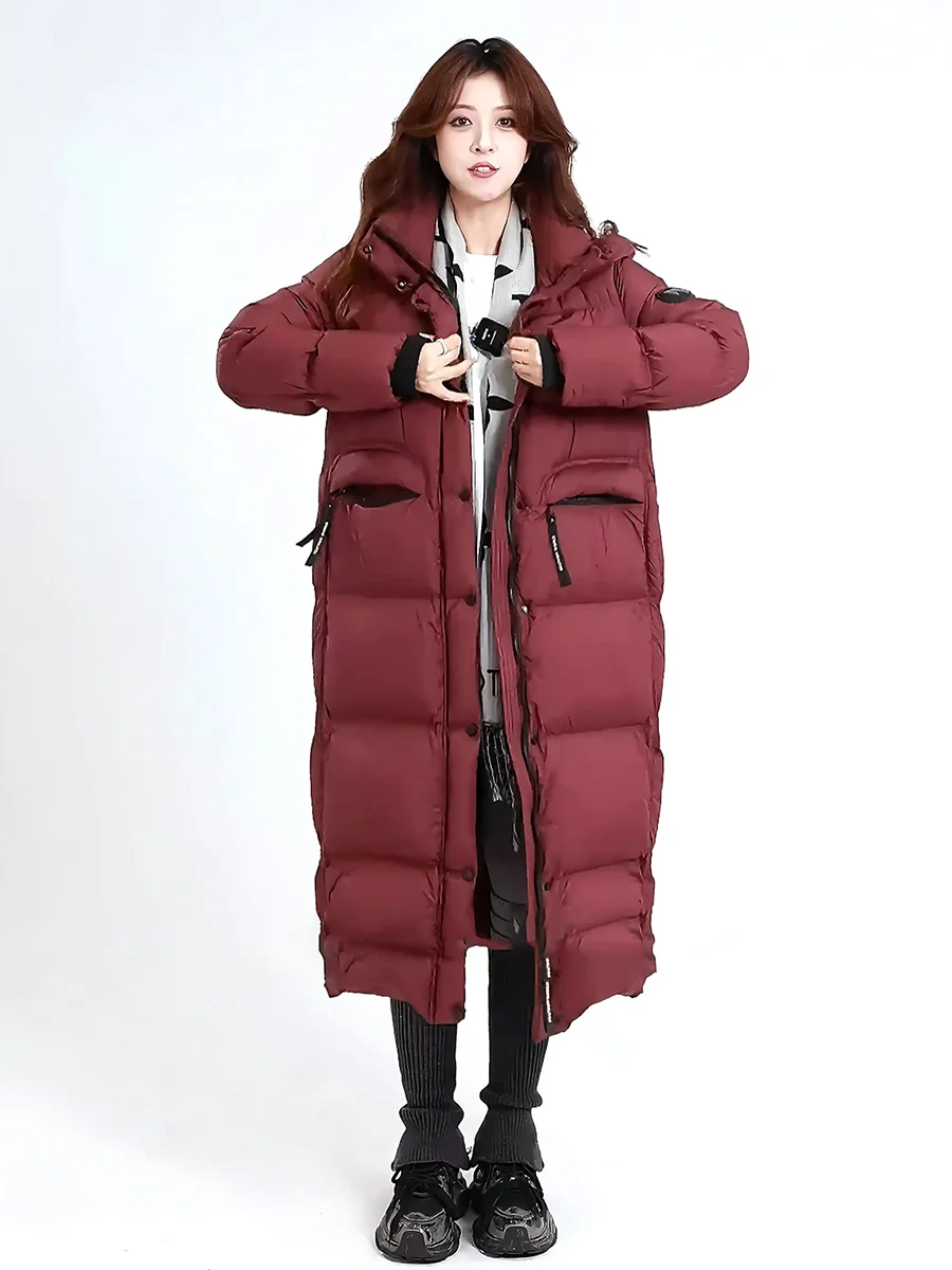 

Ultra-Thi Warm down Jaet Women's Winter New Sle Bread Sle Coat Collar Hat Long Length below 40 Deees Celsius