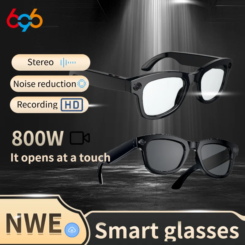 

Smart Glasses Al Translate 800W Camera HD Call Waterproof Voice Assistant Anti Blue-Light Sunglasses Music Play Sound Recording