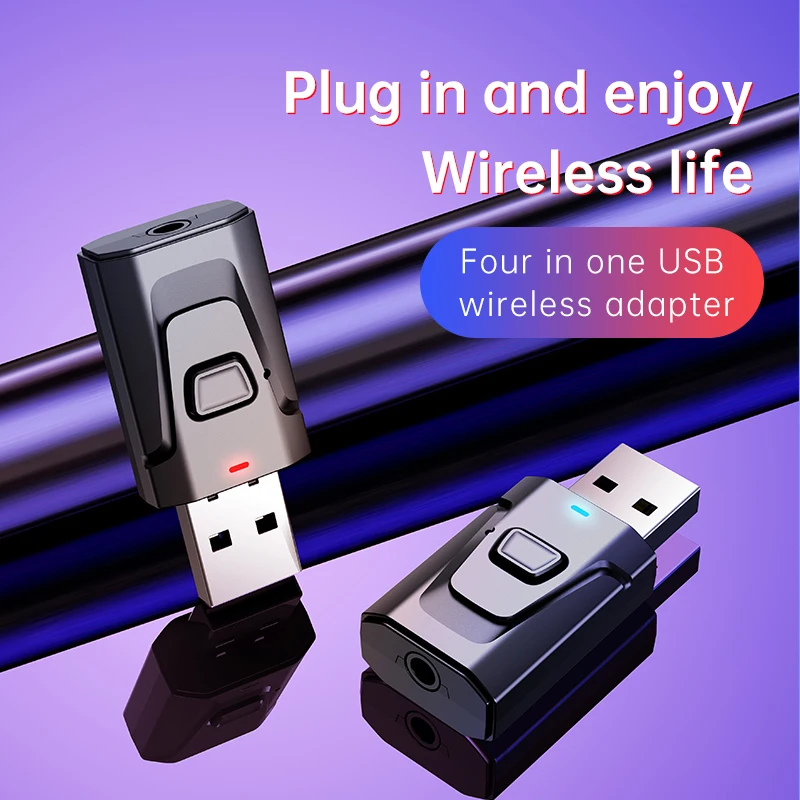 USB Bluetooth 5.4 Audio Transmitter Receiver MIC Wireless Adapter 3.5mm AUX/RCA for TV PC Headphone Home Stereo Car HIFI Music