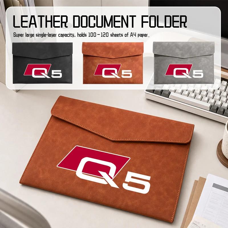 Porte-documents en cuir avec logo de voiture, format A4, pour Audi Q1 Q2 Q3 Q4 TT RS ABT 2.0TDI 35TFSI