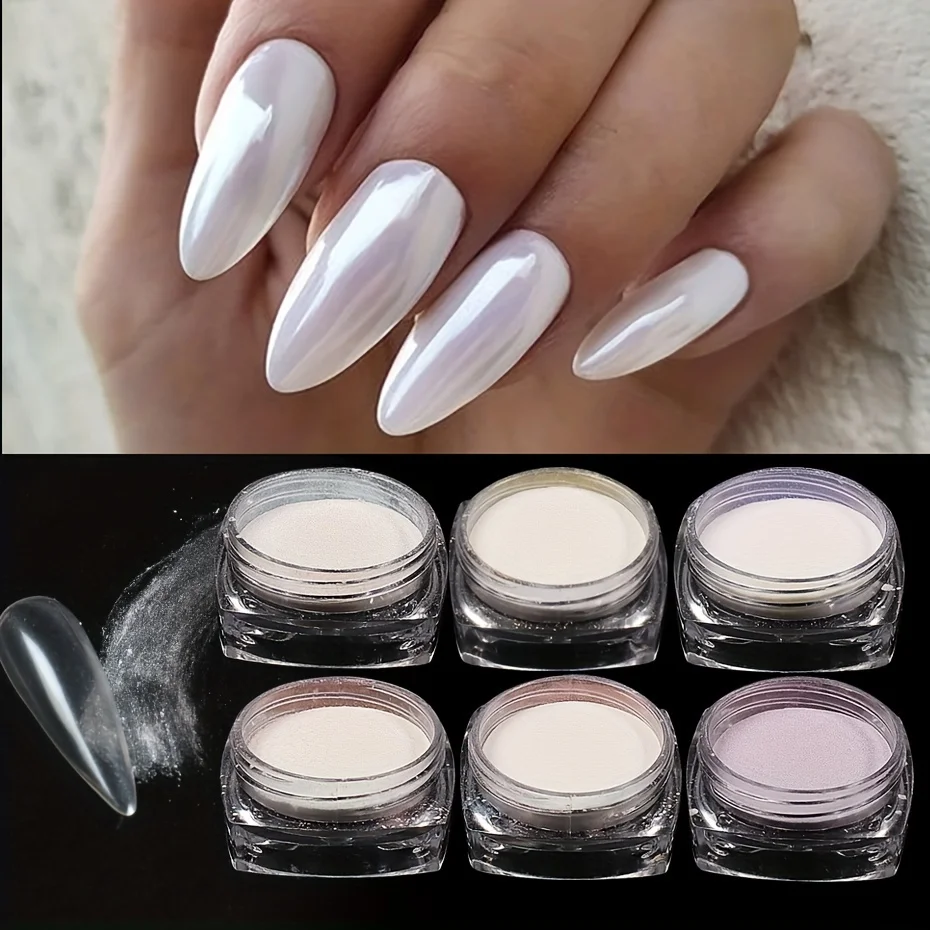 

6шт Аврора Жемчужная пудра для украшения ногтей Голографическая зеркальная пудра Пыль Блеск для ногтей Втирание в ногти Салонные принадлежности для ногтей