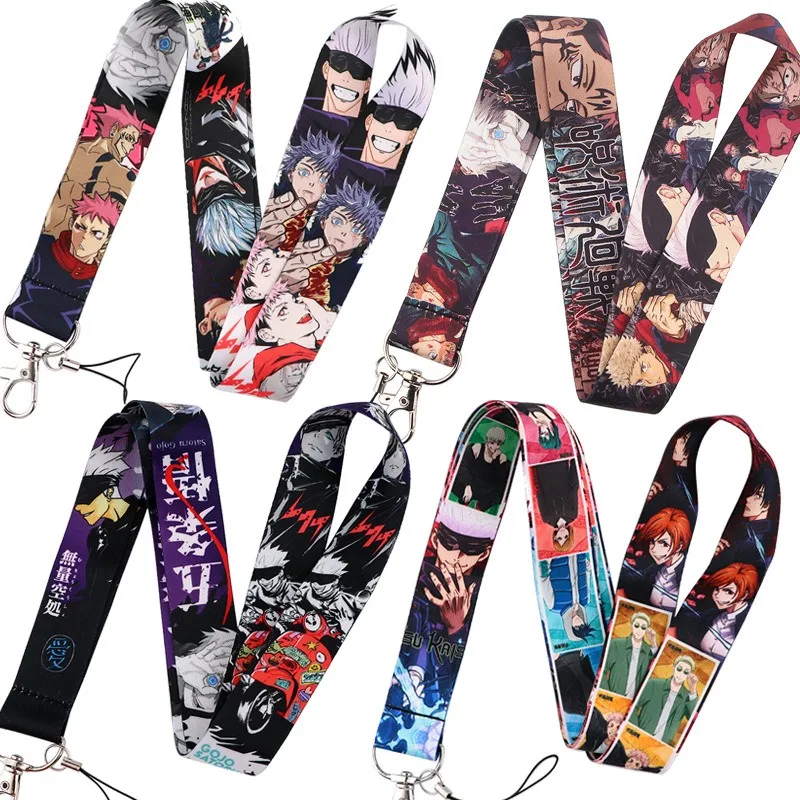 Cartoon Anime Jujutsu Kaisen Phone Lanyard Work ID Card Bus Card Tag Keychain Lanyard Birthday Gift