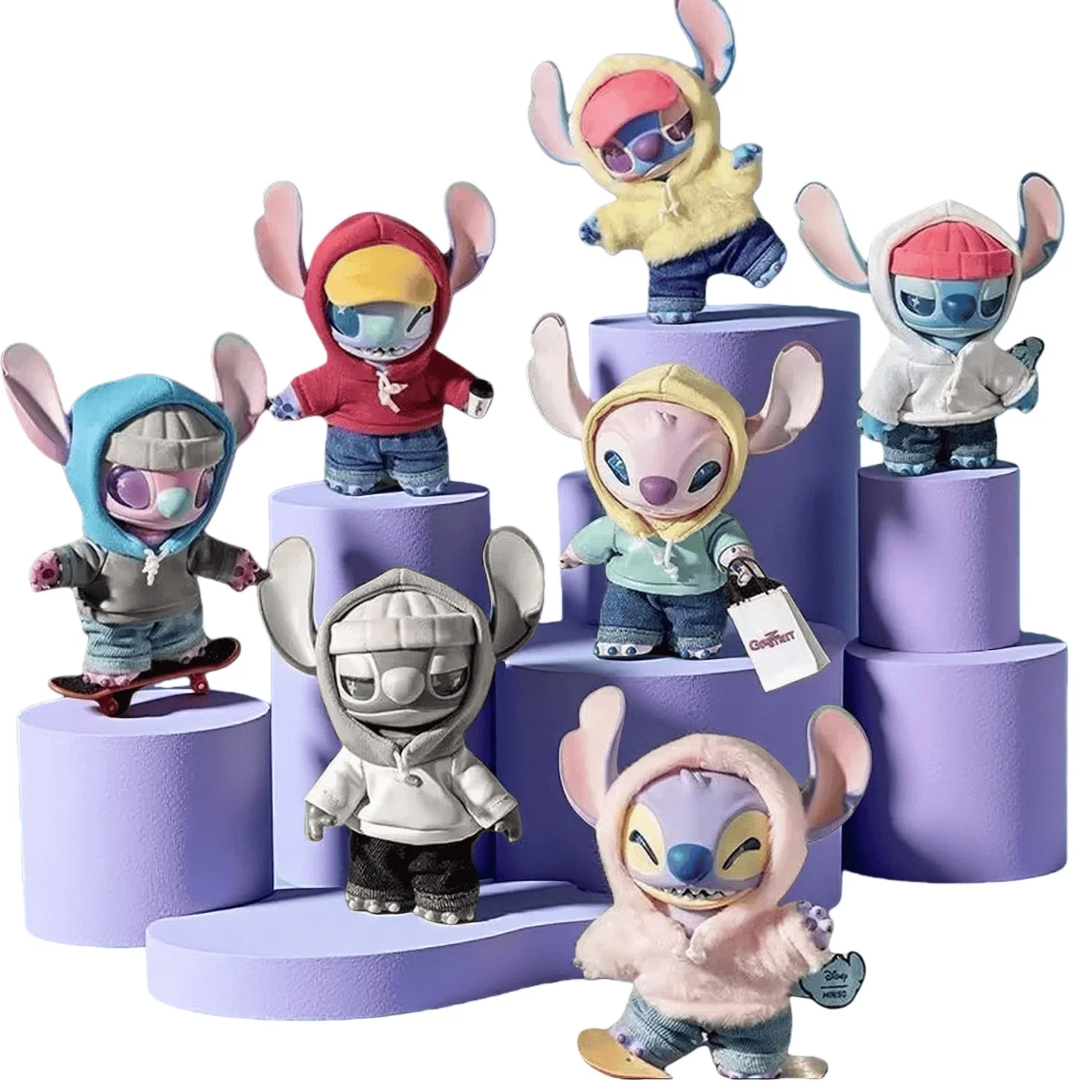 Caja ciega de vinilo de la serie Disney Stitch Gen Z Street, modelo de punto móvil, colgante para mochila, regalo de cumpleaños y Navidad