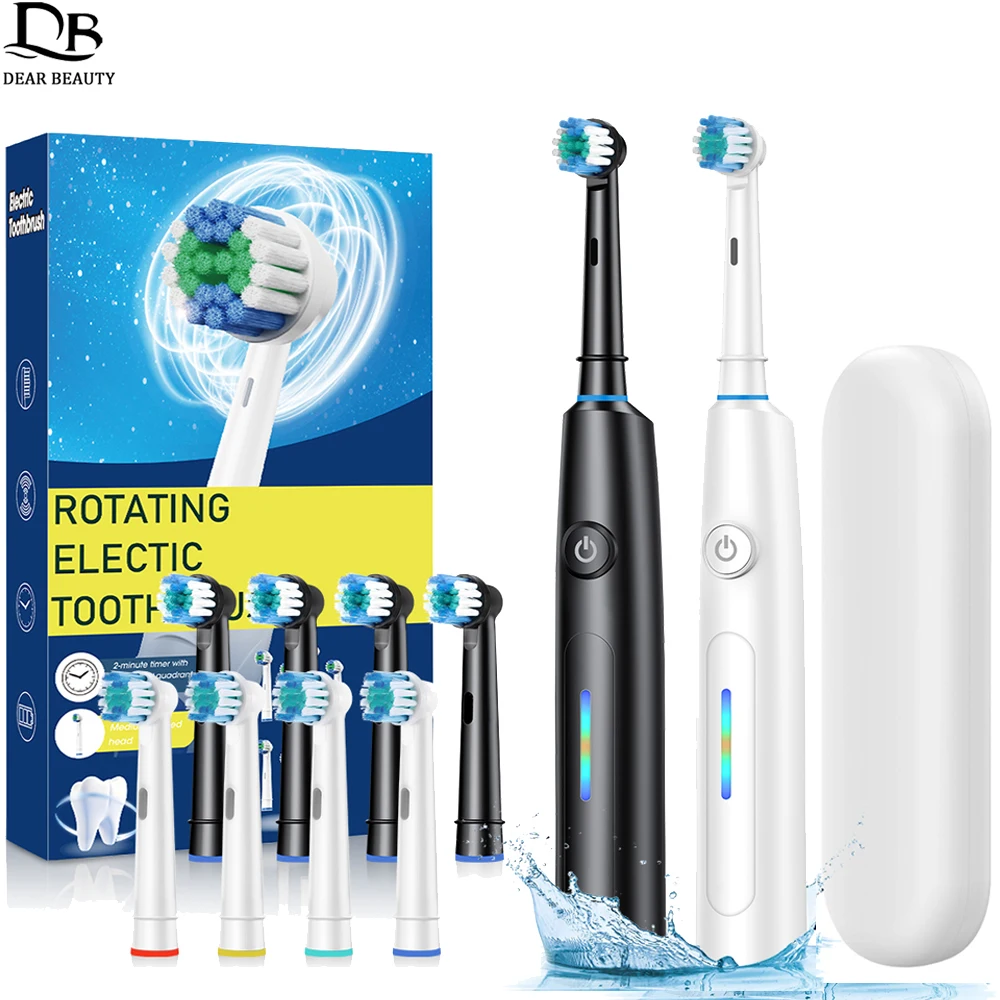 

Rotating Electric Toothbrush For Adults 5mode Rotary Rechargeable Electric Toothbrushes With 4 Soft Brush Heads Deep Clean Teeth