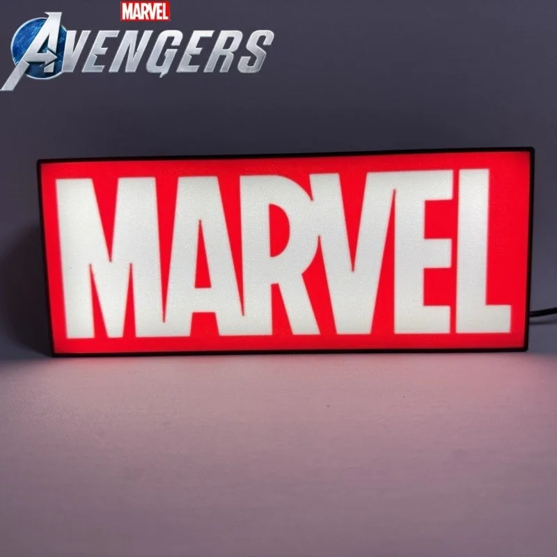 

Anime Creative 3D Printed Marvel Stand Logo 3D Desktop Wall-Mounted Personalized Cool Rechargeable LED Atmosphere Lamp Gift