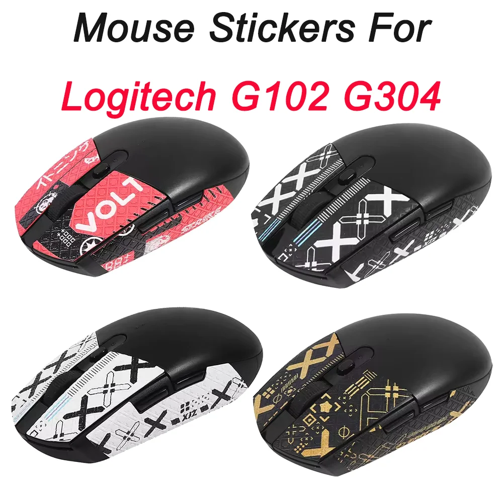 Pre-Cut Leather Mouse Stickers For Logitech G102 G304 Mouse Sweat-Absorbent & Enhanced Control，Easy Installation