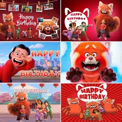 Disney Turning Red Panda Birthday Party Cute Panda Decoration Backdrops Baby Shower Kids Photography Custom Poster Decor Props