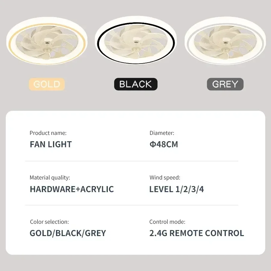 LED Ultra-thin Ceiling Light with Fan, Remote Control, Indoor Lighting, Suitable for Living Room, Bedroom, Bedroom Fan Lights