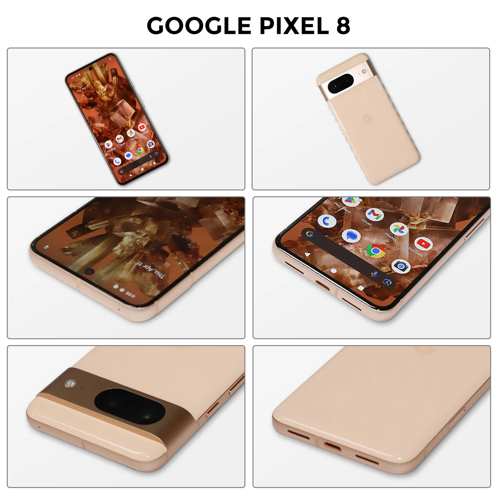 Google Pixel 8 5G Tensor G3, 50MP et 12 MP, 6.2 pouces OLED 120HZ, caractéristique-epiand, Android 14, IP68, résistant à la poussière et à l\'eau