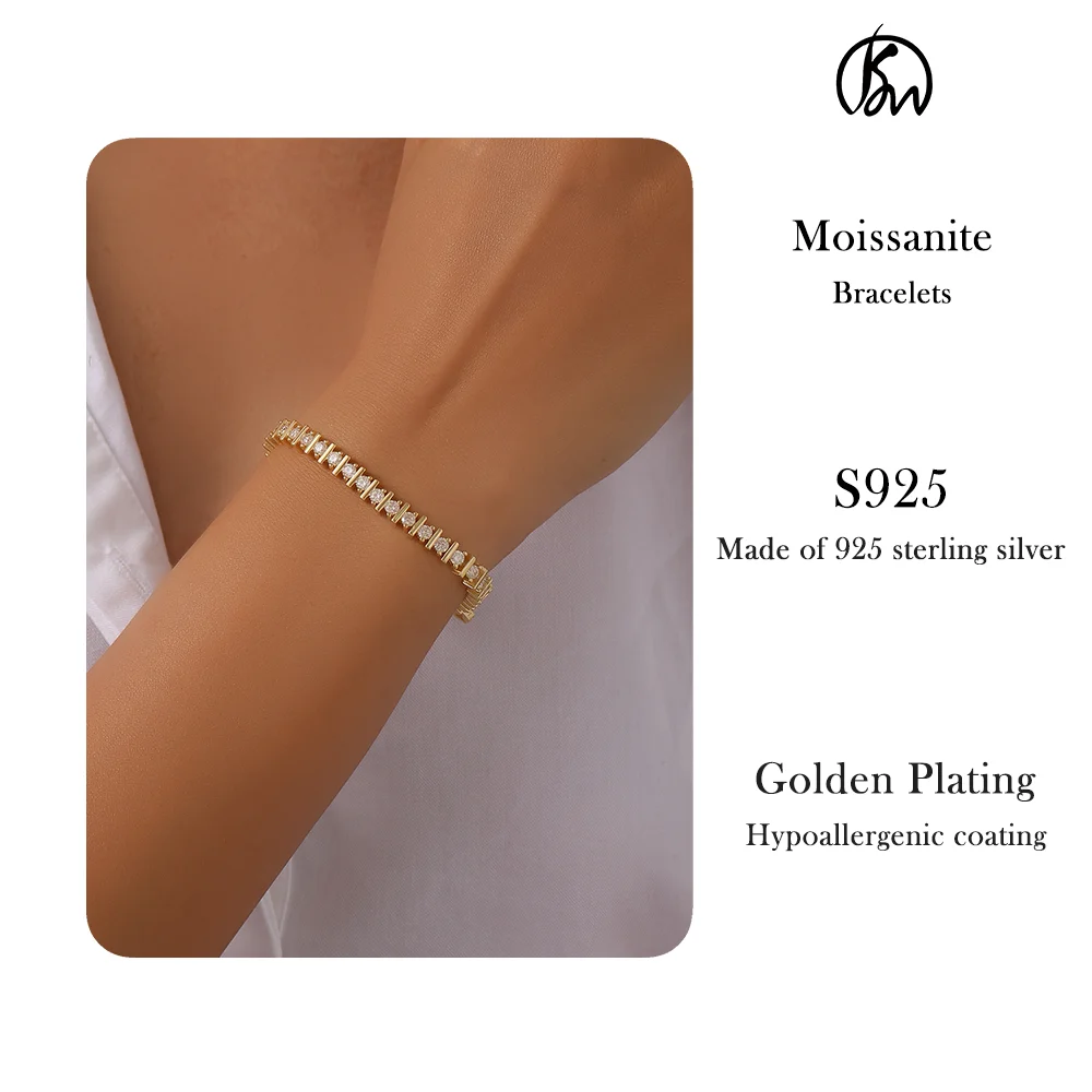 

3mm S925 Gold-Plated Moissanite Tennis Bracelet – Elegant, Radiant Design for Daily Wear and Special Occasions