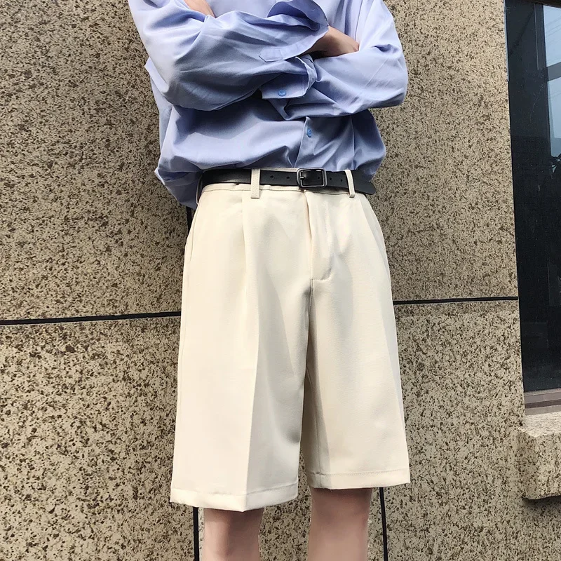 

Повседневные модные повседневные шорты мужские летние прямые эластичные деловые модные тонкие короткие брюки мужской бренд бежевый черный Мужские шорты